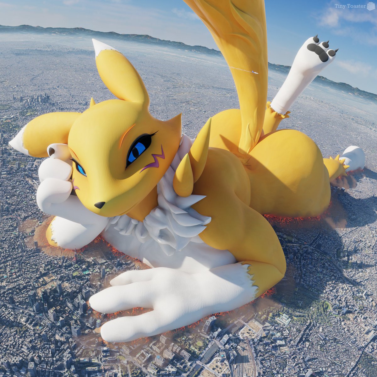 Renamon wished to make you a surprise for the holidays, but, because of all the times she grew in size, she has temporarily lost the ability to shrink down!

Maybe... her being so big is the surprise itself!

Renamon model by: <a href="/SirWarfare/">MrWarfaremachine</a> 

#Digimon #Sizetwitter