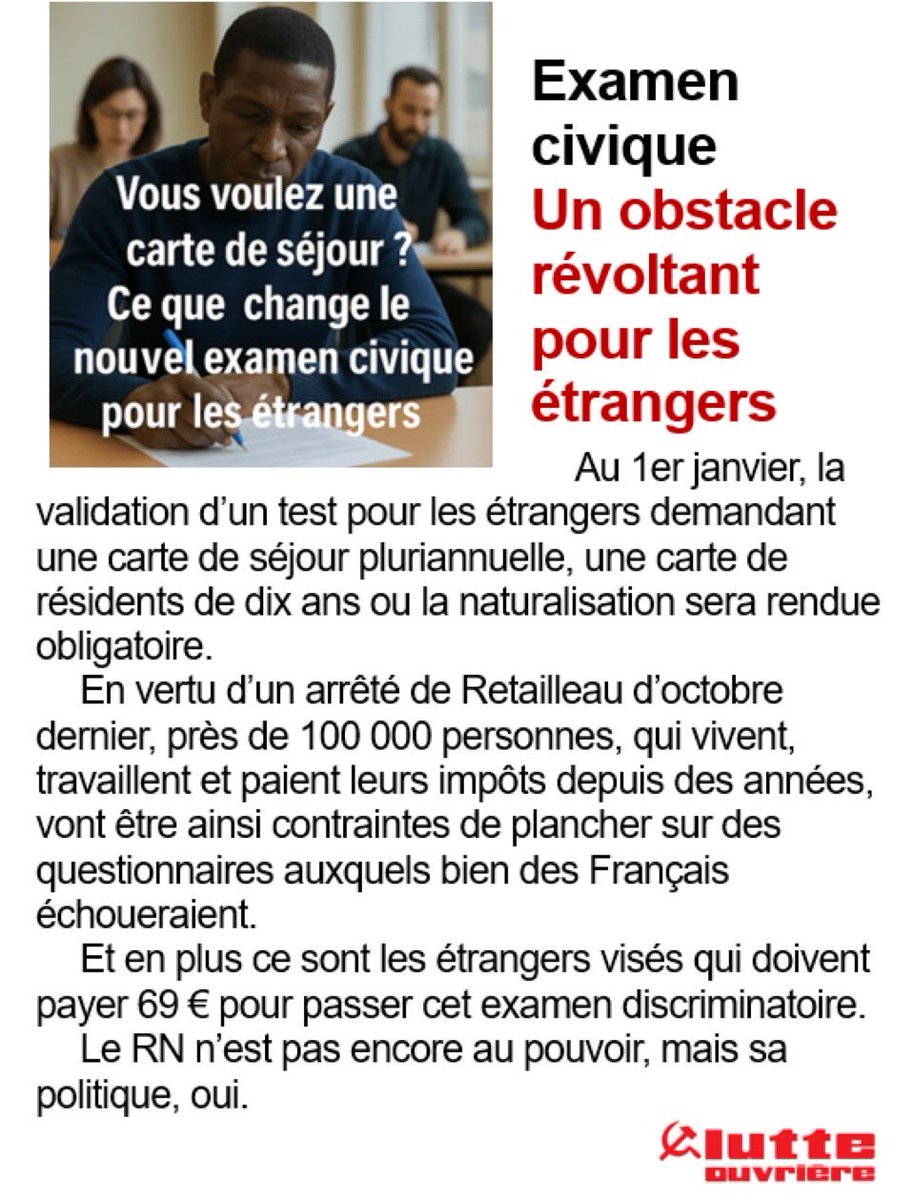 StephPellegrini's tweet photo. #ExamenCivique un obstacle #revoltant pour les étrangers https://t.co/3xPlEaRGfB