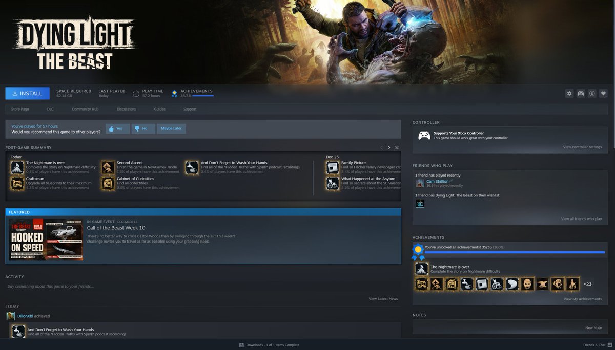 Another game finished before the end of the year, Amazing co op game with kyle cranes dialogue and char stealing the show i would highly recommend picking it up if you enjoy zombie games!