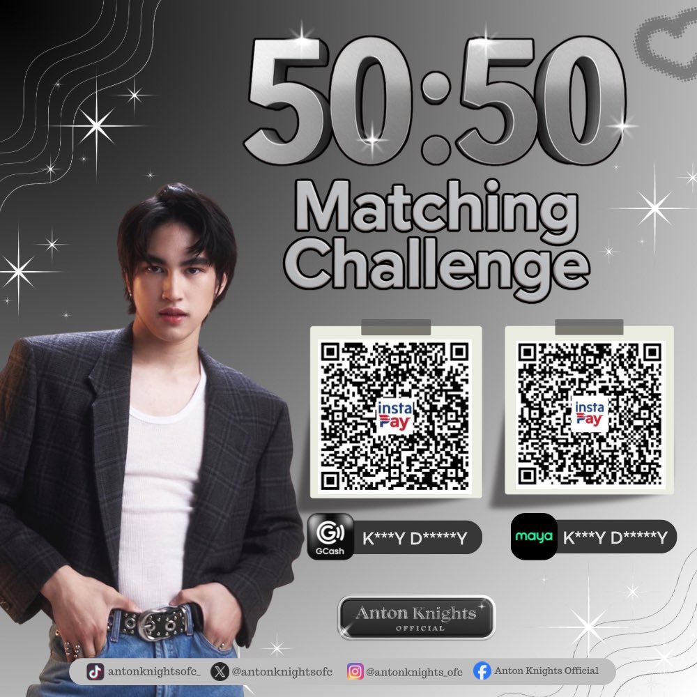 ⚔️50:50 Matching Challenge Is On⚔️

We’re calling 50 supporters to donate ₱50 each. This matching challenge will brings us to our goal for Anton’s future projects and nomination 🩶 

Thank you in advance, Warriors ⚔️🩶

#AntonVinzon