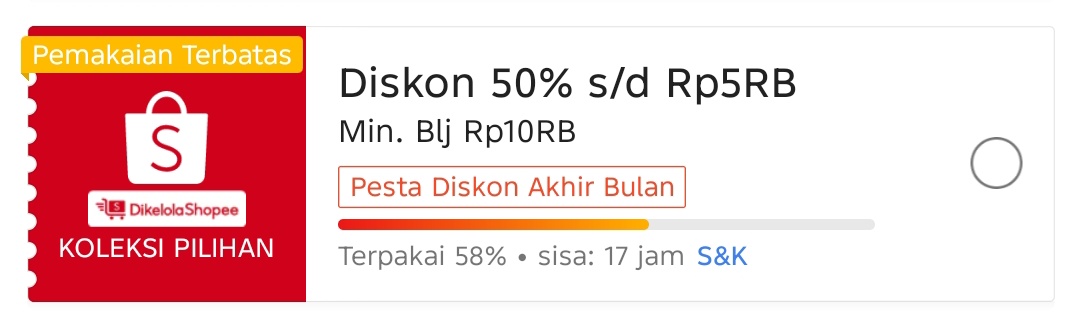 Diskon akhir bulan masih ada nih lumayan, yuk pake vouchernya dihalaman voucher s.shopee.co.id/2LRaoF9xYZ