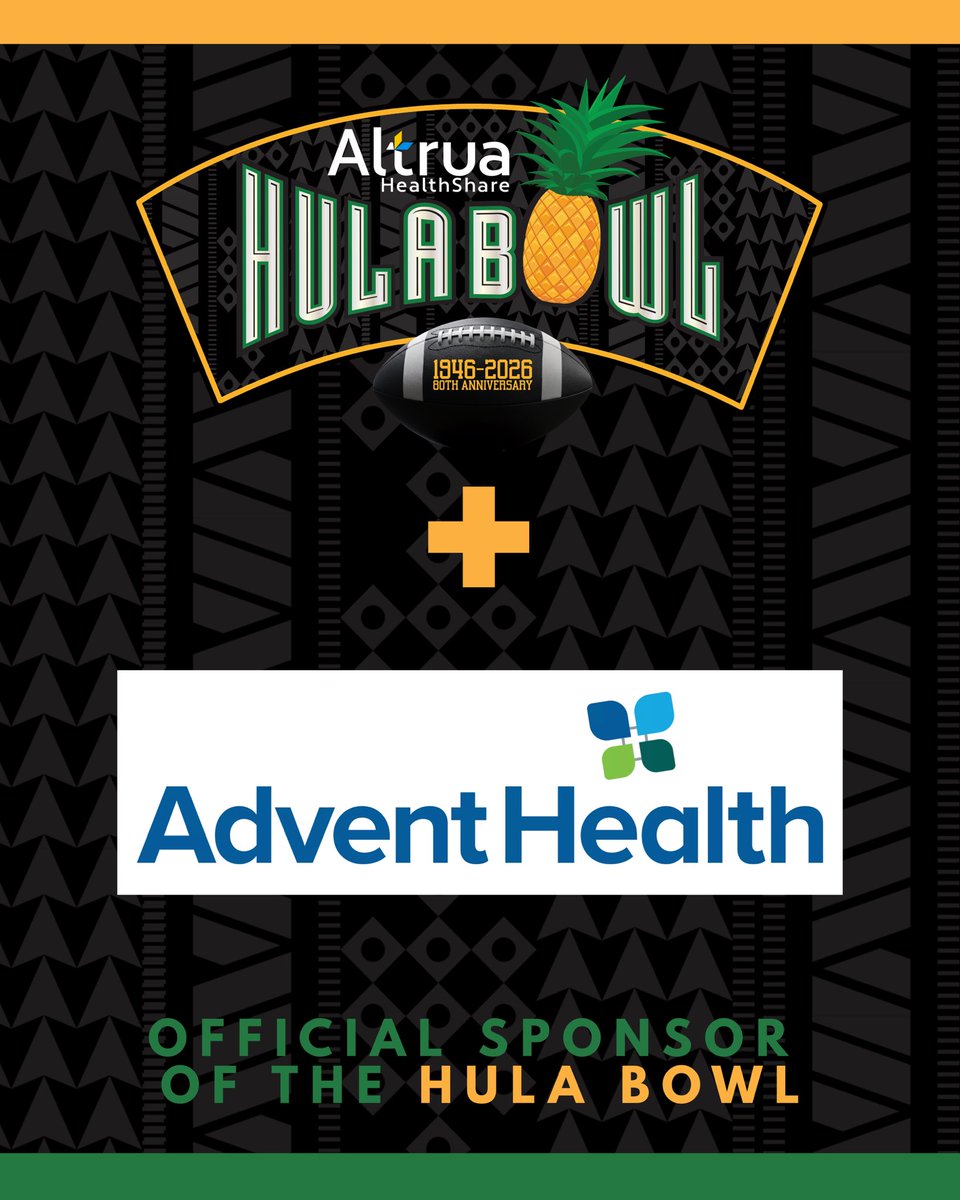 We’re proud to welcome <a href="/AdventHealth/">AdventHealth</a> as the Official Health Care Provider of the 80th Anniversary Altrua HealthShare Hula Bowl! 🏈

From on-site medical coverage during Hula Bowl Week to meaningful community outreach, AdventHealth will help ensure our athletes, coaches, and staff