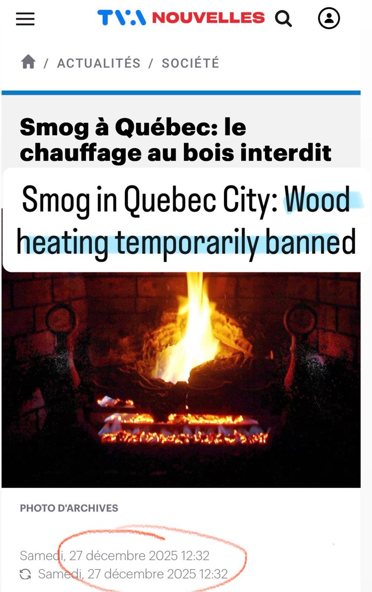 MelissaLMRogers's tweet image. While Canada is experiencing an EXCEPTIONALLY Cold Winter, Quebec City just BANNED wood burning fireplaces 🤣 This is Canada 🇨🇦