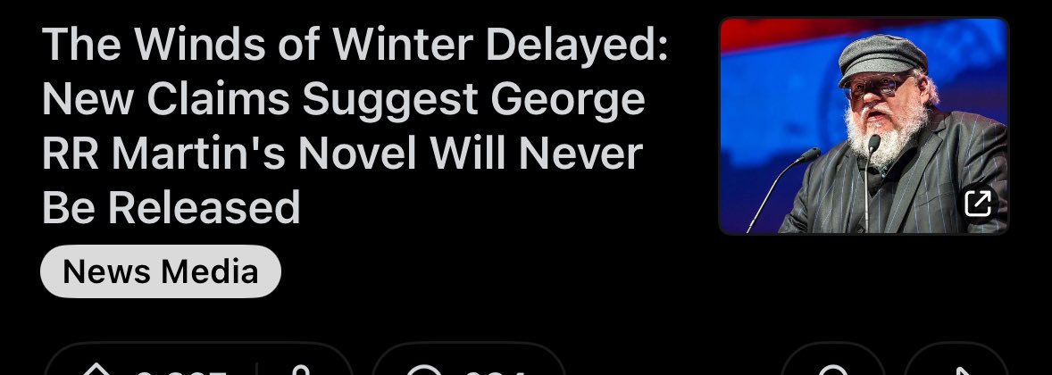 zomwalruss's tweet photo. It’s 2026, the Winds of Winter has been delayed again.

It’s 2024, the Winds of Winter has been delayed again.

It’s 2023, the Winds of Winter has been delayed again.

It’s 2022… https://t.co/fwhIu1CW13