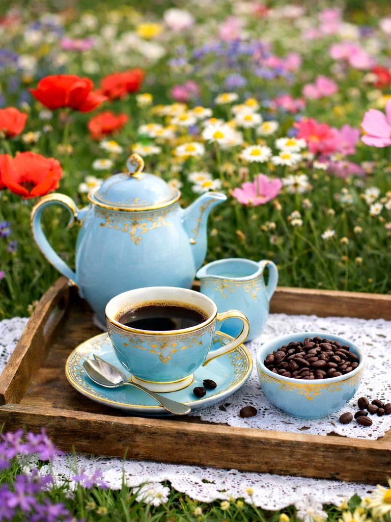 good morning ☕️ #좋은아침 #커피 #커피잔 #휴식 #꽃 #꽃밭에서, image size:768x1024