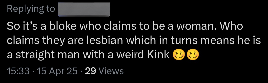 exit_everything's tweet image. genuinely crazy how like 99% of chasers are on social media posting the most insane transphobic drivel alongside pictures of their wife and kids while sending you shit like this with their name, location and photo on Grindr 😭 we can find your socials bro