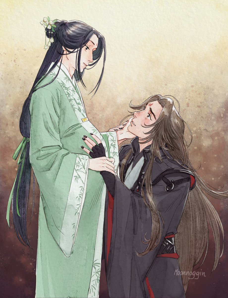 [cw: mpreg] their little one will be so loved 

— art by the lovely <a href="/moonnoggin/">Lu 🌛 (comms open!)</a> #svsss #bingqiu