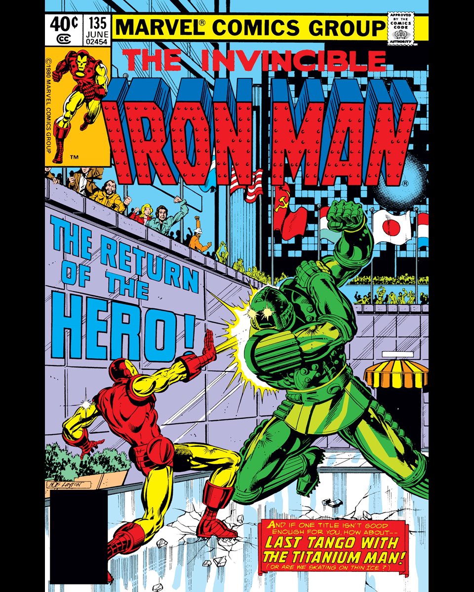 Iron Man #135 cover dated June 1980.

Addressing a crowd in Times Square, Titanium Man announces that he is going to destroy Manhattan.