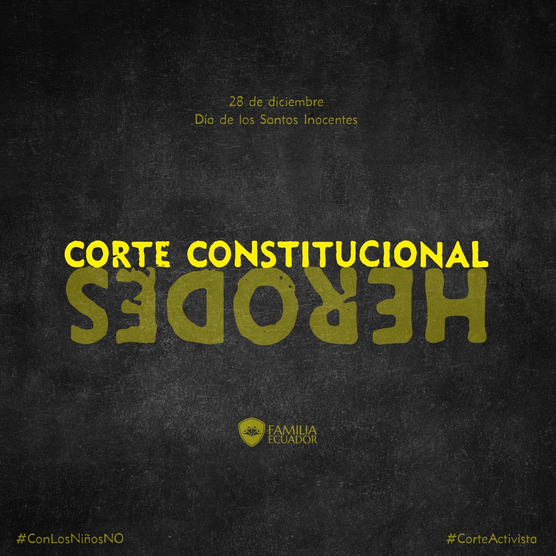 El HERODES en Ecuador, se llama Corte Constitucional. ☠️

Que sin reparo alguno, ha emitido sentencia tras sentencia en contra de la dignidad humana, en contra de los más vulnerables, los inocentes, los niños por nacer.

#SantosInocentes