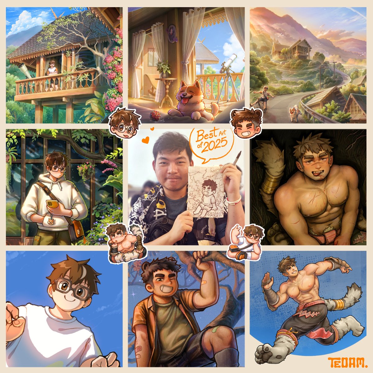 My best artwork in 2025

I didn’t create many artworks this year, but each piece is filled with my own beloved OCs and stories.
We all did great making it through such a chaotic year.
May the next year be beautiful, gentle, and kind to all of us. 🧡🐻

#Te_oam #artvsartist2025