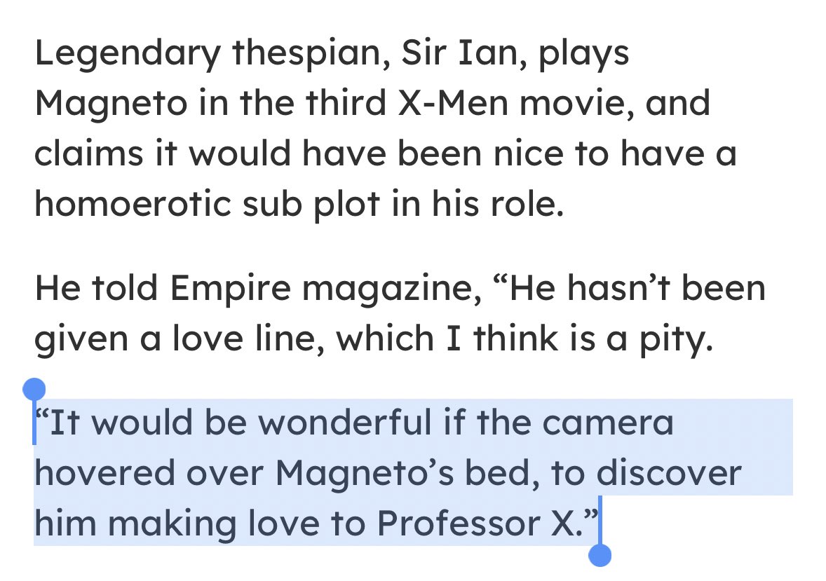 chxriks's tweet image. before the x-men doomsday teaser officially drops may i remind everyone of sir ian’s greatest wish