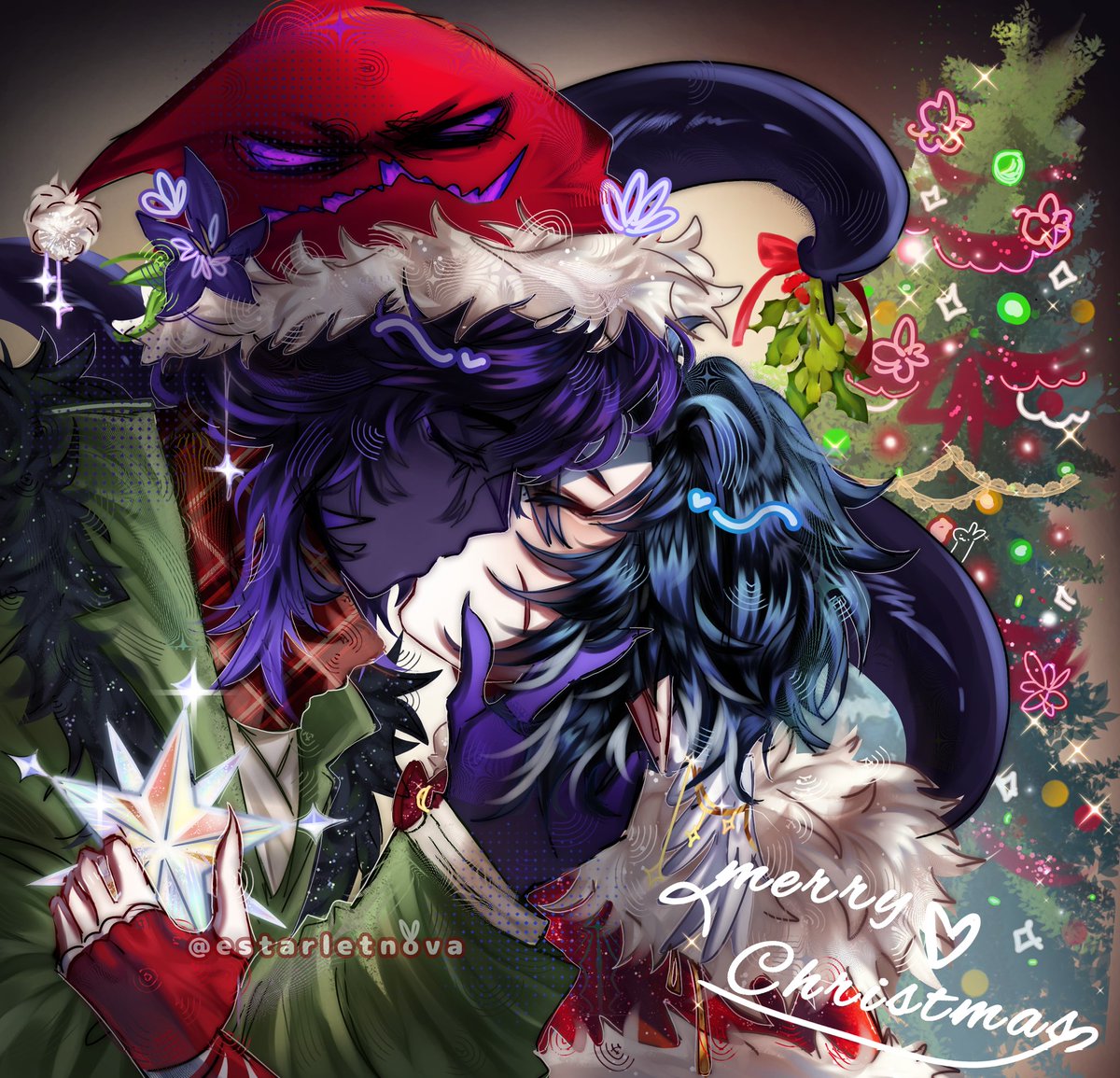 estarletnova's tweet photo. "I thought my gift would be under that tree, however when I looked at you, I realized when I saw you that you were it all this time." ✨

[#azuretime #timeazure #forsaken #twotimeforsaken #azureforsaken #azure #twotime #forsakenroblox #forsakenart #sellyndaimeus ] https://t.co/glMR87pzki