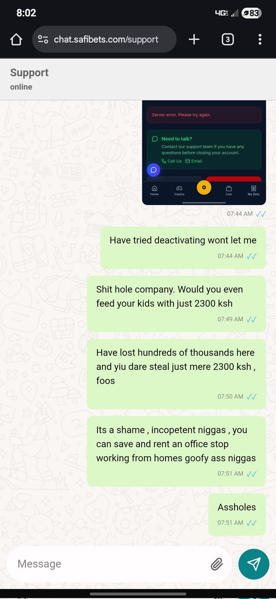 MuchuguStephen's tweet photo. Dont ever deal with scum betting company, everyone be warned , they scum even the deposit not juts the winnings @safibets @Safibets1 , you are thieves https://t.co/j8JxVUqkKb