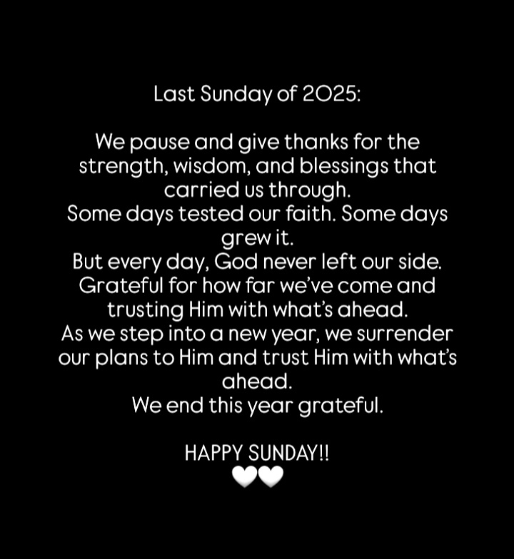 Boikanyo_Kekana's tweet image. Good morning. A blessed last Sunday of 2025 ❤️✨️