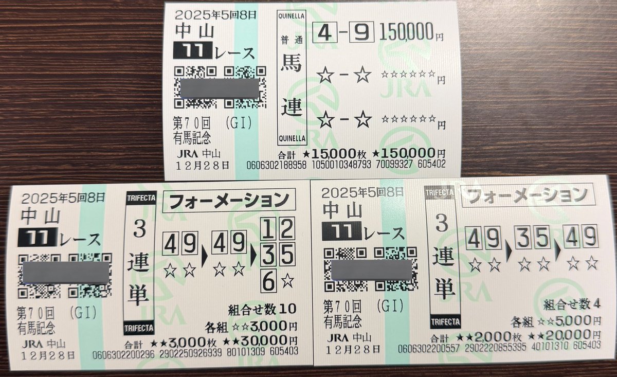 orfbl05290201's tweet photo. 【有馬記念】

◎9ダノンデザイル

前走は言わずもがなハイレベル。
掛かり、外回し、状態面、直線の不利考えても最強格。

今回タバルは一旦逃げの形になると見て
隊列をその後ろまで行ければ神。

去年は押し出された逃げでレガレイラには負けたが
今回は明らかに展開面考えても
ゴリゴリ適正内で走れる確率が高い。

前走の上積み余地を見た時に
本命ここで決めてたし、後は戸崎頼んだぞ。

当たる日も、悔しい時も全部あった。
それでも逃げずに、結果と向き合ってここまで来た。

これは「当てたい」だけの馬券じゃない。
この一年を賭ける馬券。

信じてくれたフォロワーの想いも乗せて、
ここで証明する。

みんな、いいねRPだけよろしく❤️‍🔥♻️

最高の有馬記念にしよう🙌