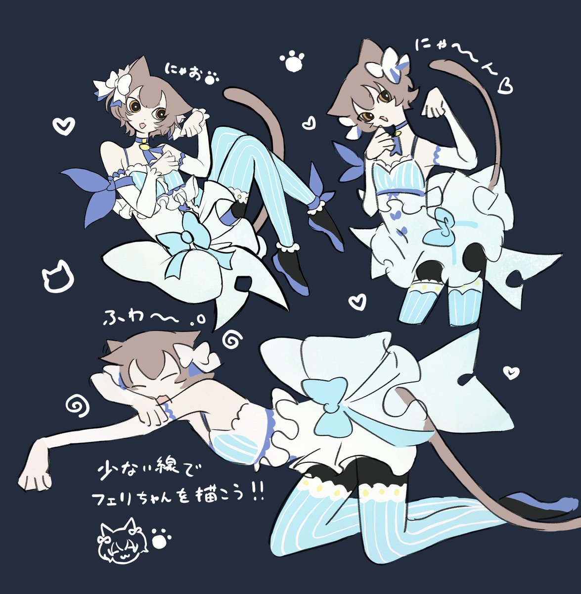 108_omonpakaru's tweet image. フェリちゃんの落描き🐈💙🩵