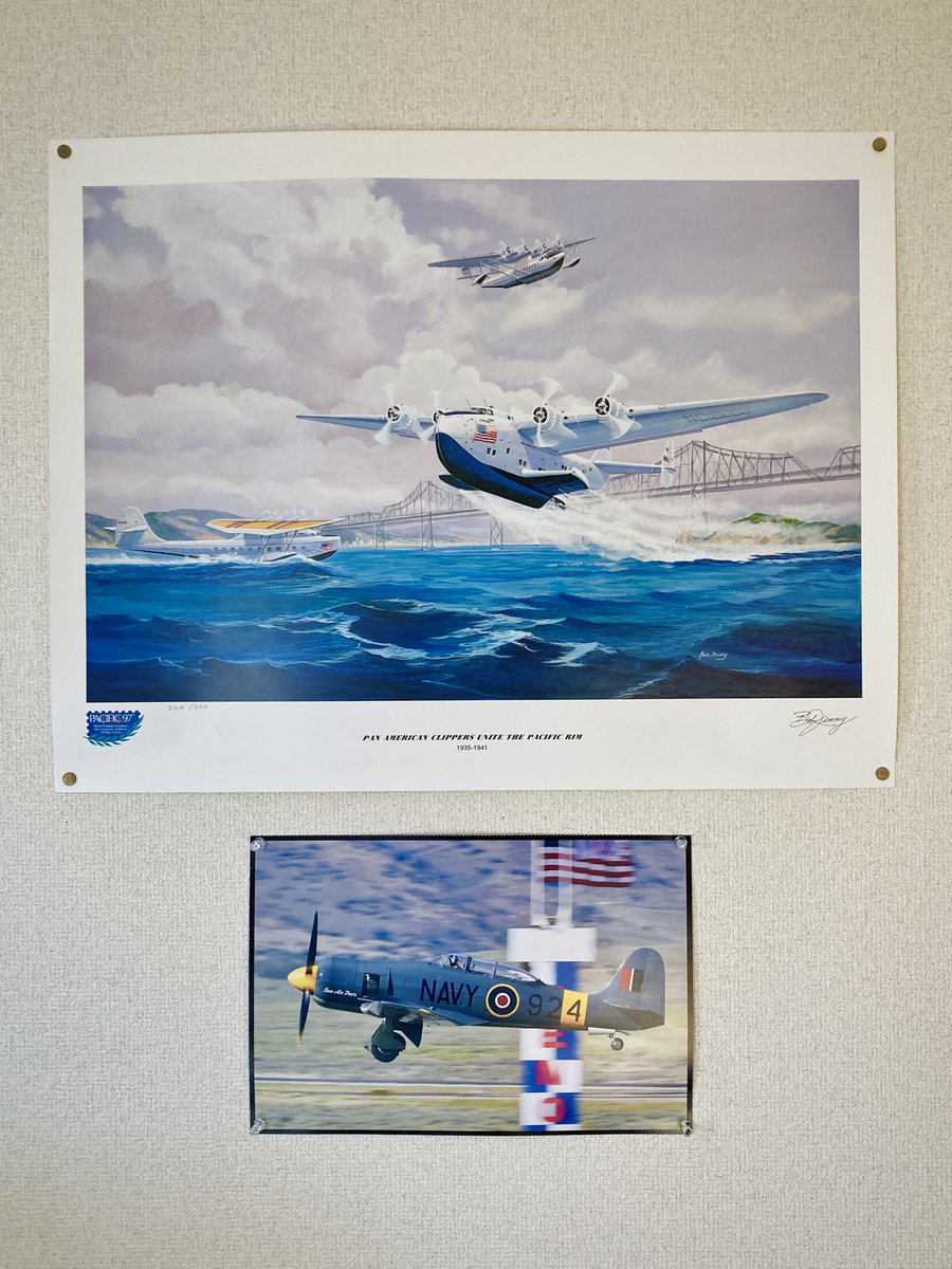 うちの部屋にある絵(写真)。Oakland Aviation Museumで貰った飛行艇絵