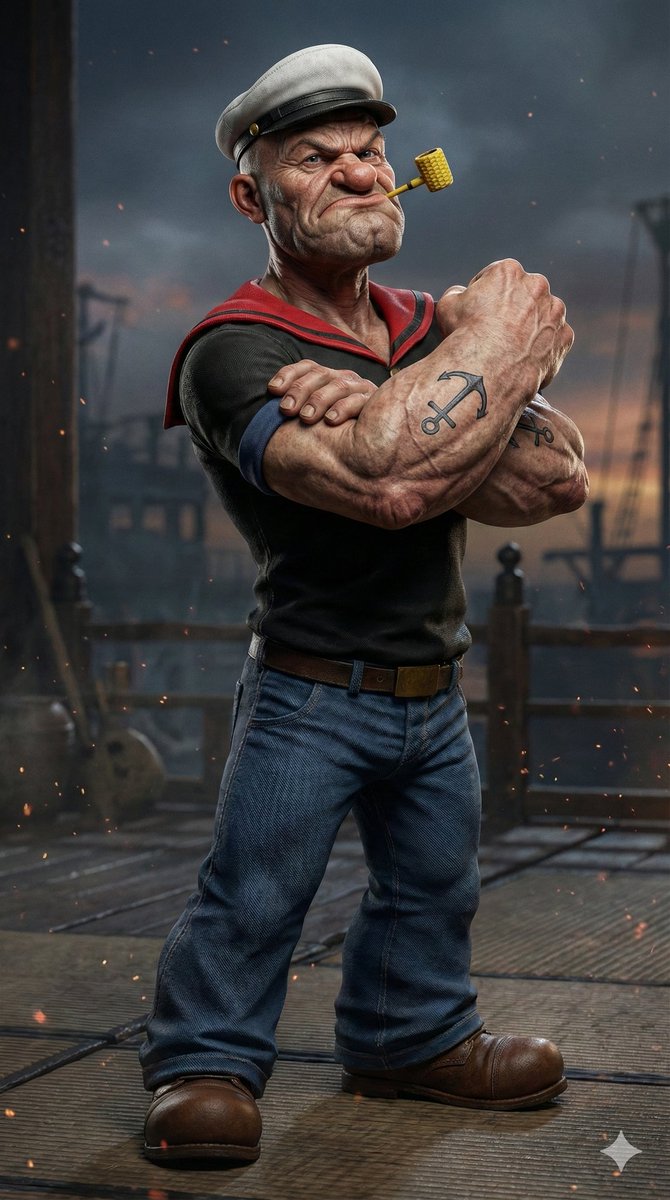 PixNovAI's tweet photo. Popeye 
#Wallpapers4k #NanoBananaPro #googlegemini #90skidscartoon #cartoon #3dwallpaper @PopeyeCndl https://t.co/MDR4fhuqza