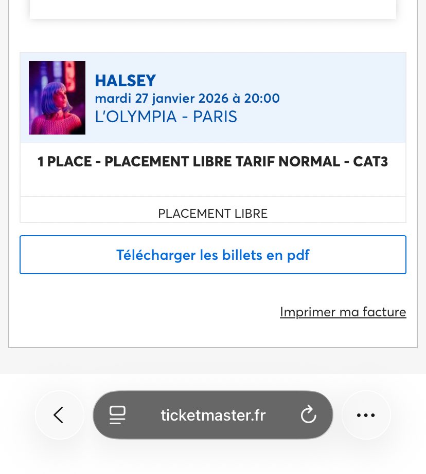 baanavy's tweet image. Selling 1 GA ticket orchestre debout for Halsey (Back to BADLANDS Tour) on January 27th at L'Olympia in France

Je vends un billet acces libre orchestre debout pour le concert de Halsey le mardi, 27 janvier à l'Olympia à Paris