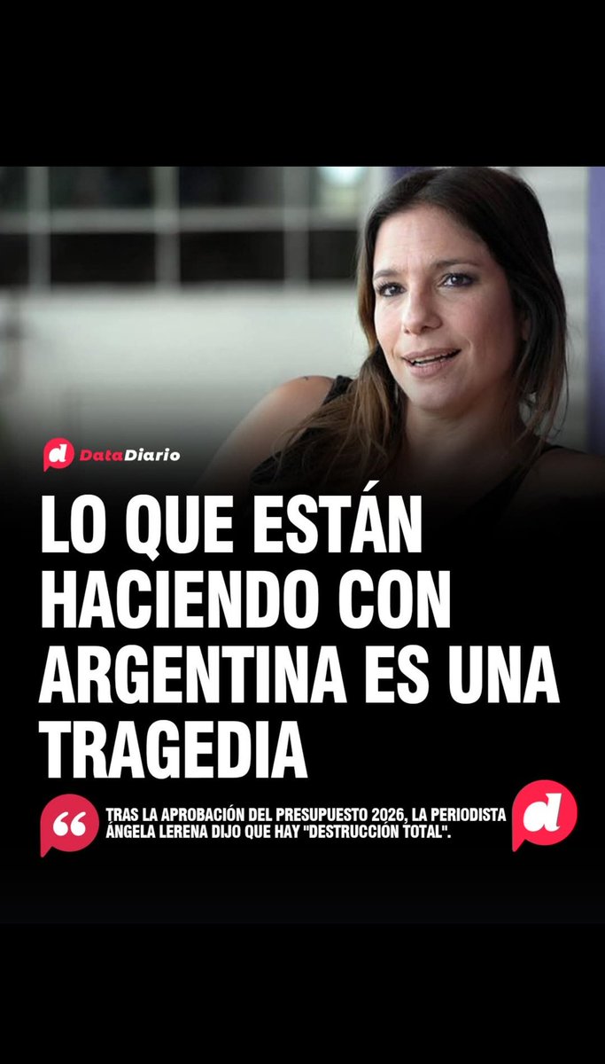 "LO QUE ESTÁN HACIENDO CON ARGENTINA ES UNA TRAGEDIA"

El comentario de la periodista Ángela Lerena (<a href="/Angelalerena/">Angela Lerena</a>) tras la aprobación del Presupuesto 2026, que habilita mayores recortes en la ciencia y la educación argentina.

"Destrucción total. Saqueo brutal. Endeudamiento