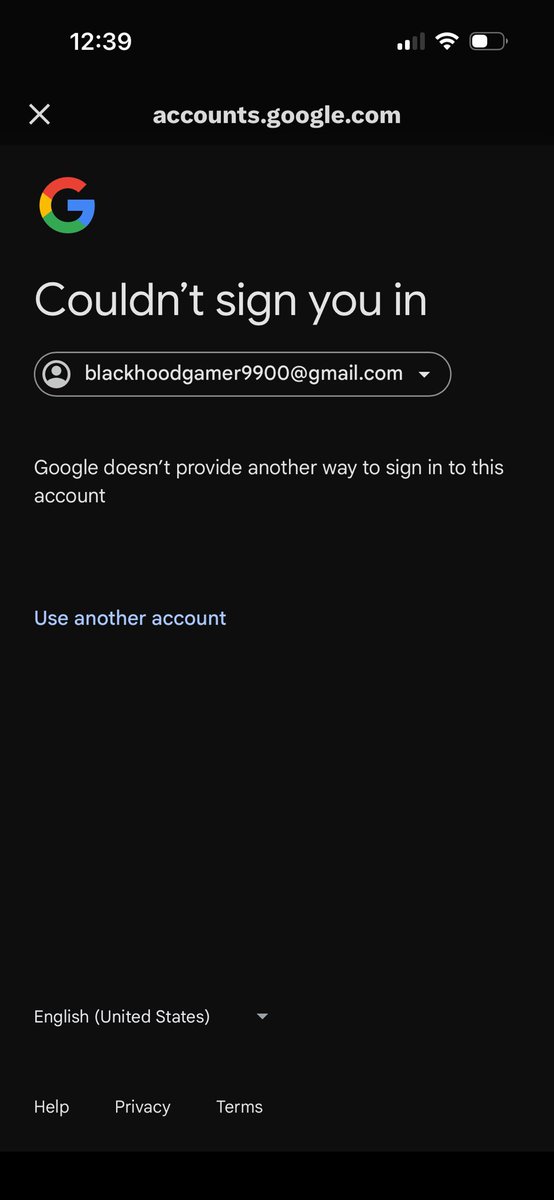 BlackHoodGamer2's tweet photo. @Google This is what happens everytime I try to recover the account https://t.co/3S0Tli8FcU