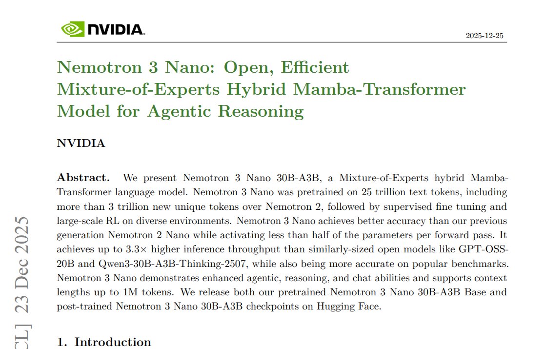 Nemotron 3 Nano paper first page
