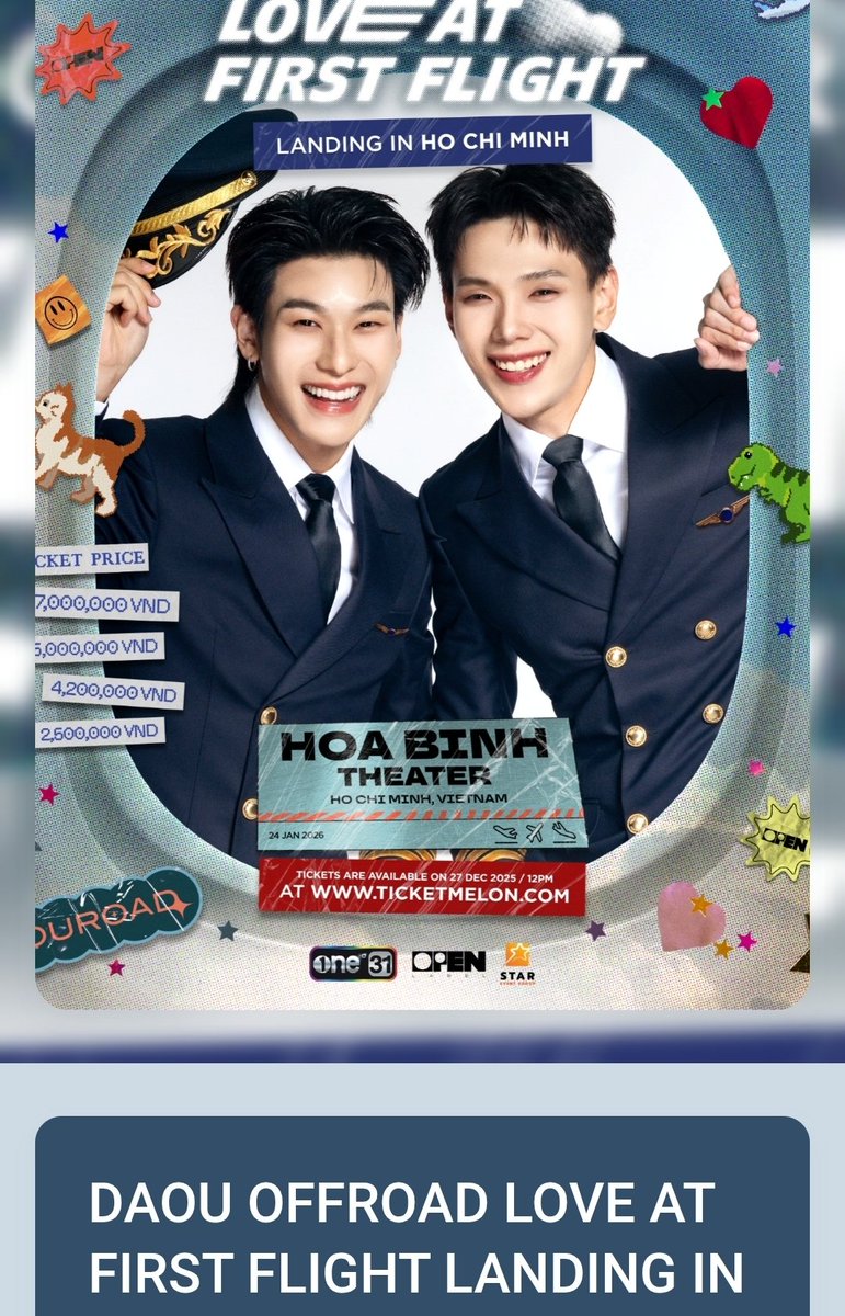 MinLee9498's tweet photo. I have 1 ticket A3, Row G, sold separately with benefits included (seat & Goodbye).
💵 Desired price: 5,100 THB / 163 USD
The transaction will be done in person at the check-in area, as I will also be attending the Fancon.
If you’re interested in joining the Fancon, please feel free to contact me 🥰
#OPENLABEL
#Starevent #DaouOffroadLoveAtFirstFlight