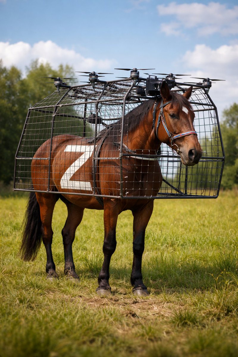 BMerger's tweet photo. @Eva_CZ1 Putin’s latest “superweapon” is here: the “Horse in a Cage” 🐴🛡️
(In Russian: «Лошадь в клетке»)
Meme/Emoji: 🐴🛡️🤣
Hashtags: #Putin #SuperWeapon #HorseInACage #Meme #Russia https://t.co/qxRSGhfXEq