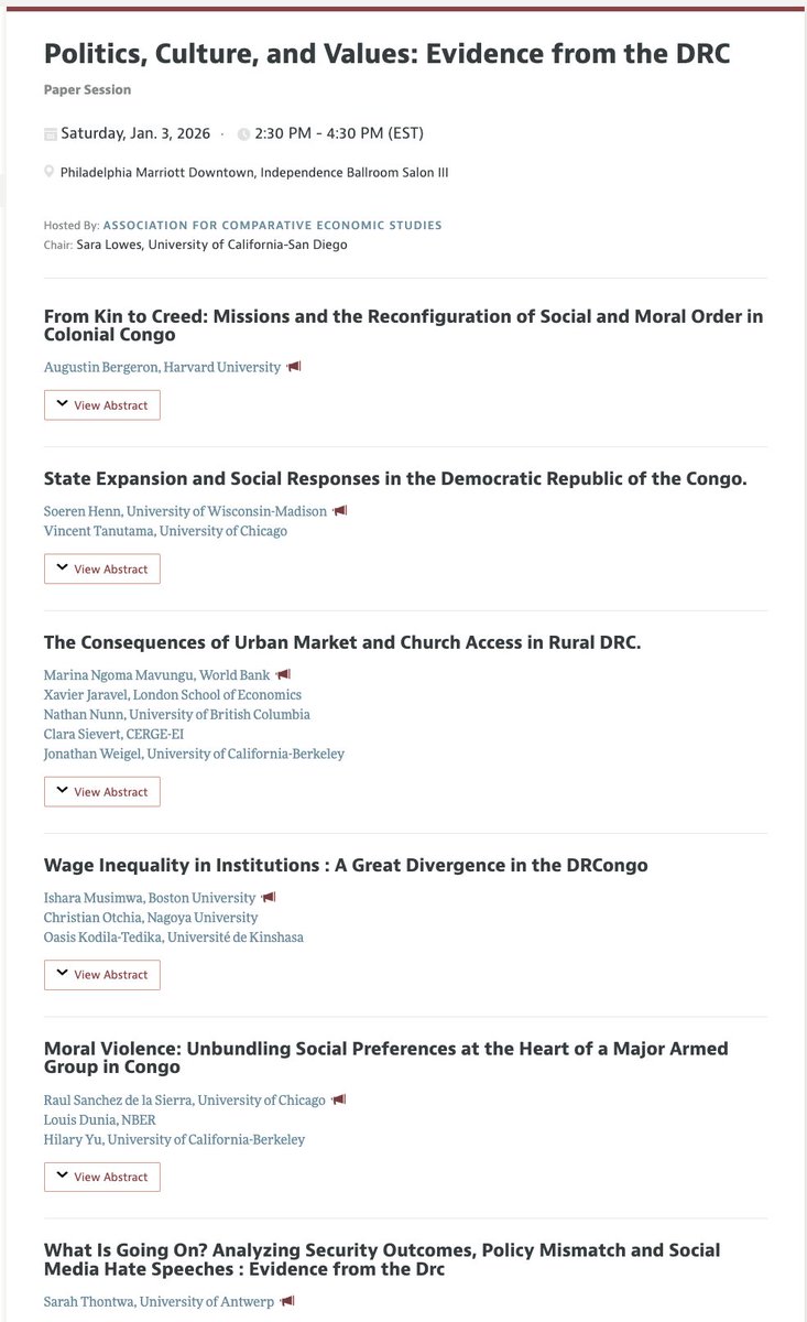 IsharaMusimwa's tweet image. Can't wait for #ASSA2026 ! It's one of the world's largest economics conferences bringing together the world's leading economists with 500+ sessions exploring markets, methodology, policy, AI and so on. 

Really excited about our session there — @sararlowes will be chairing !