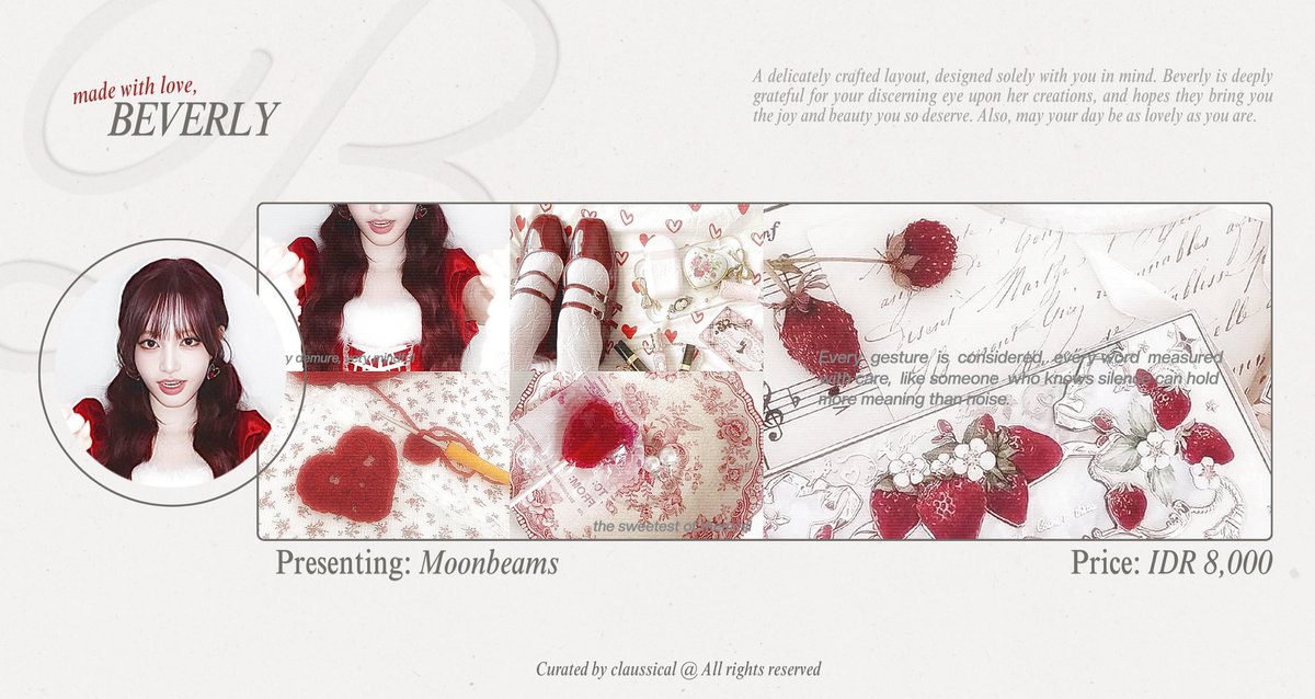 claussical's tweet image. Please help repost, thank you! 

Ready stock layout Velvet &amp;amp; Moonbeams with Liz IVE as the muse is available. Scroll up for more! #zonauang