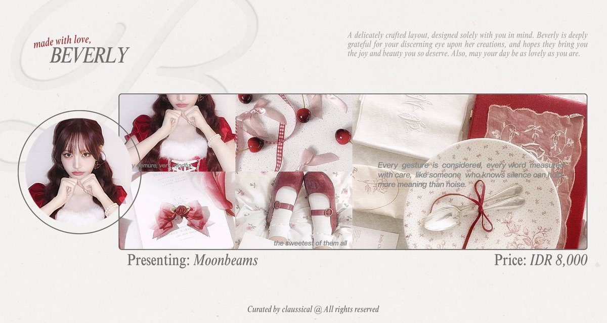 claussical's tweet image. Please help repost, thank you! 

Ready stock layout Velvet &amp;amp; Moonbeams with Liz IVE as the muse is available. Scroll up for more! #zonauang