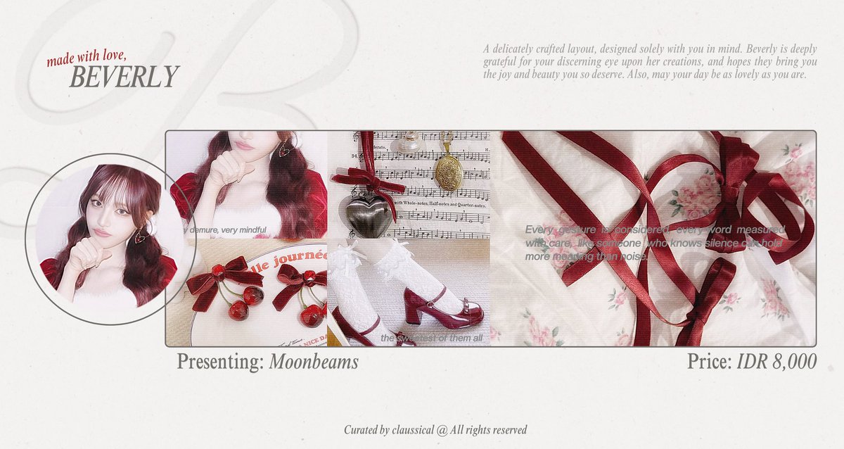claussical's tweet image. Please help repost, thank you! 

Ready stock layout Velvet &amp;amp; Moonbeams with Liz IVE as the muse is available. Scroll up for more! #zonauang