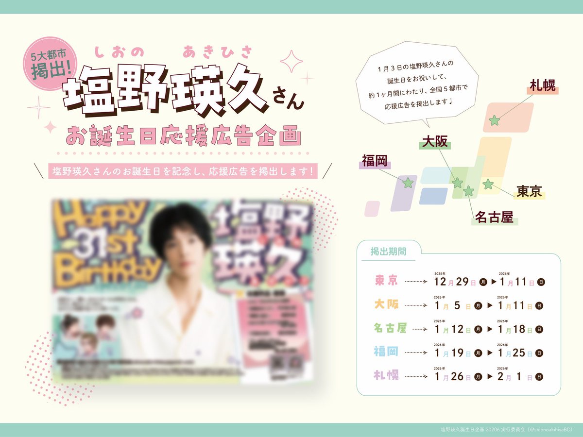 昨年度末から塩野瑛久さんのお誕生日をお祝いできて嬉しくて楽しくて