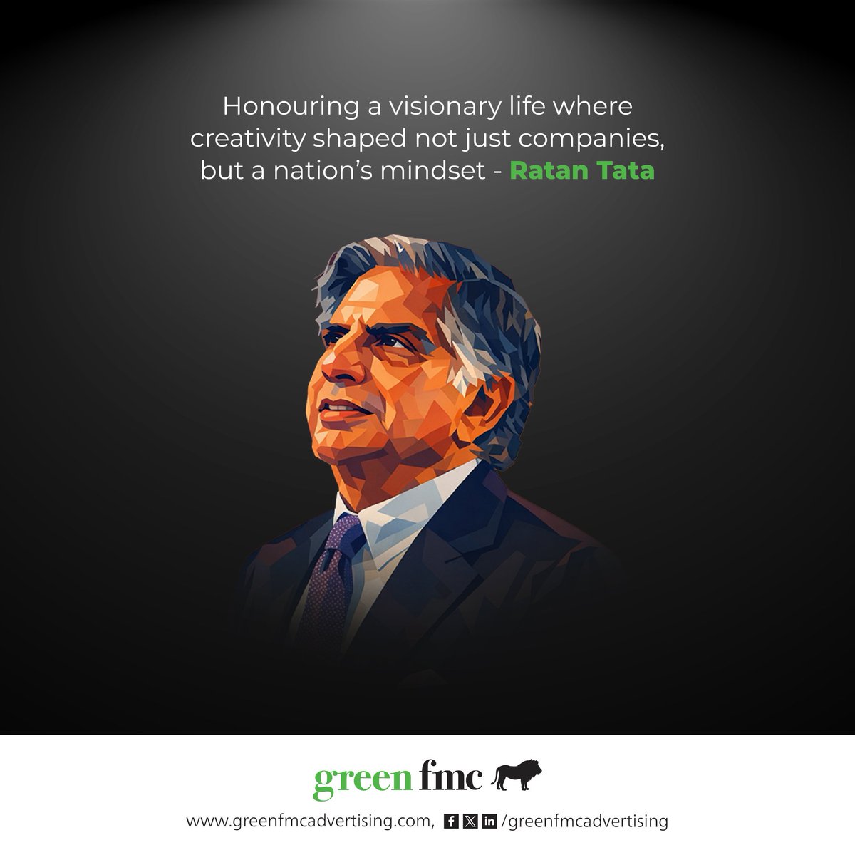 GreenFMC_Hyd's tweet photo. Paying tribute to #Ratantata — a timeless leader who transformed creative thinking into lasting impact. From industries to innovation, his visionary leadership showed that creativity guided by purpose builds success that endures across generations.

#greenfmc #IndianIcon #Legend https://t.co/ylW55BULld