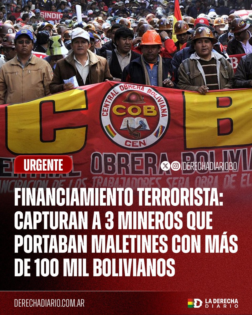 🚨🇧🇴 | DINERO EN MALETAS PARA FINANCIAR LA VIOLENCIA: Durante las movilizaciones de los mineros de la COB, la Policía capturó a tres sujetos que transportaban más de 100 mil bolivianos en maletas, presuntamente destinados a financiar a las hordas delincuenciales que buscan