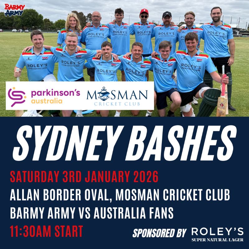 TheBarmyArmy's tweet photo. 🏴󠁧󠁢󠁥󠁮󠁧󠁿 SYDNEY BASHES 🏴󠁧󠁢󠁥󠁮󠁧󠁿

🗓️ Saturday 3rd January
🆚 Barmy Army vs Australia Fans
🏟️ Alan Border Oval (Mosman CC)
⏰ 11:30am start
🏆 Bashes Series
🍗 Food available
🍻 Alcoholic &amp; soft drinks

Click the image to read our full guide on how to get to Mosman CC in Sydney 🚨

#Bashes