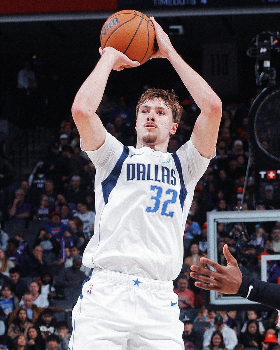 NBA's tweet image. Cooper Flagg tonight: 

23 PTS | 6 REB | 5 AST

He joins LeBron James (5x) and Luka Dončić as the only players in NBA history age-19 or younger to record three straight 20-PT, 5-REB, 5-AST games 👀