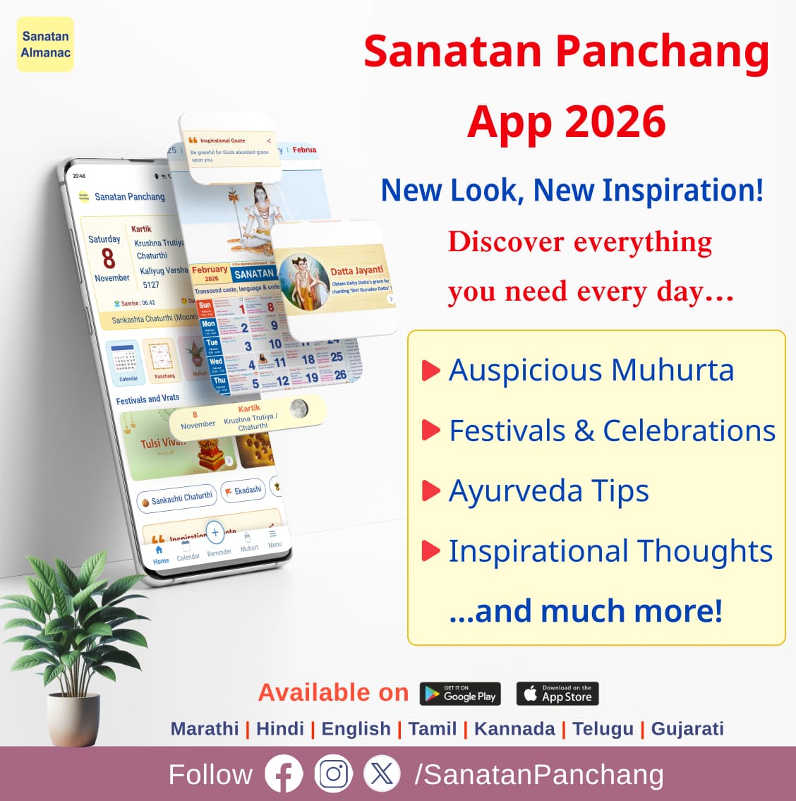 krupali_bhuvad's tweet image. Hindu culture is ancient. Download the #Sanatan_Panchang_2026 , based on the Hindu kalganana, today itself !

Hindu Calendar