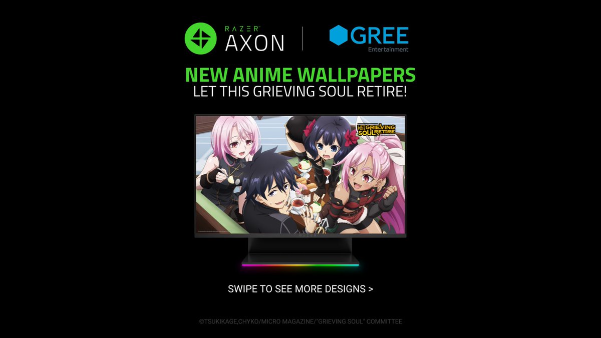 Razer's tweet image. Bring an epic anime tale of treasure hunters to your desktop with Razer Axon. Step into the world of 'Let This Grieving Soul Retire!' and experience the glory and agony of the leader of the strongest party.

Download the official wallpaper collection: rzr.to/LTGSR