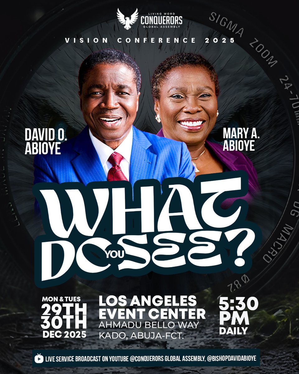 BishopDOAbioye's tweet image. WHAT DO YOU SEE?

Vision determines direction, and direction determines destination.
You can never rise above what you consistently see.
When God opens your eyes, He positions your life for distinction, dominion, and undeniable results.
What you see today shapes what you become…