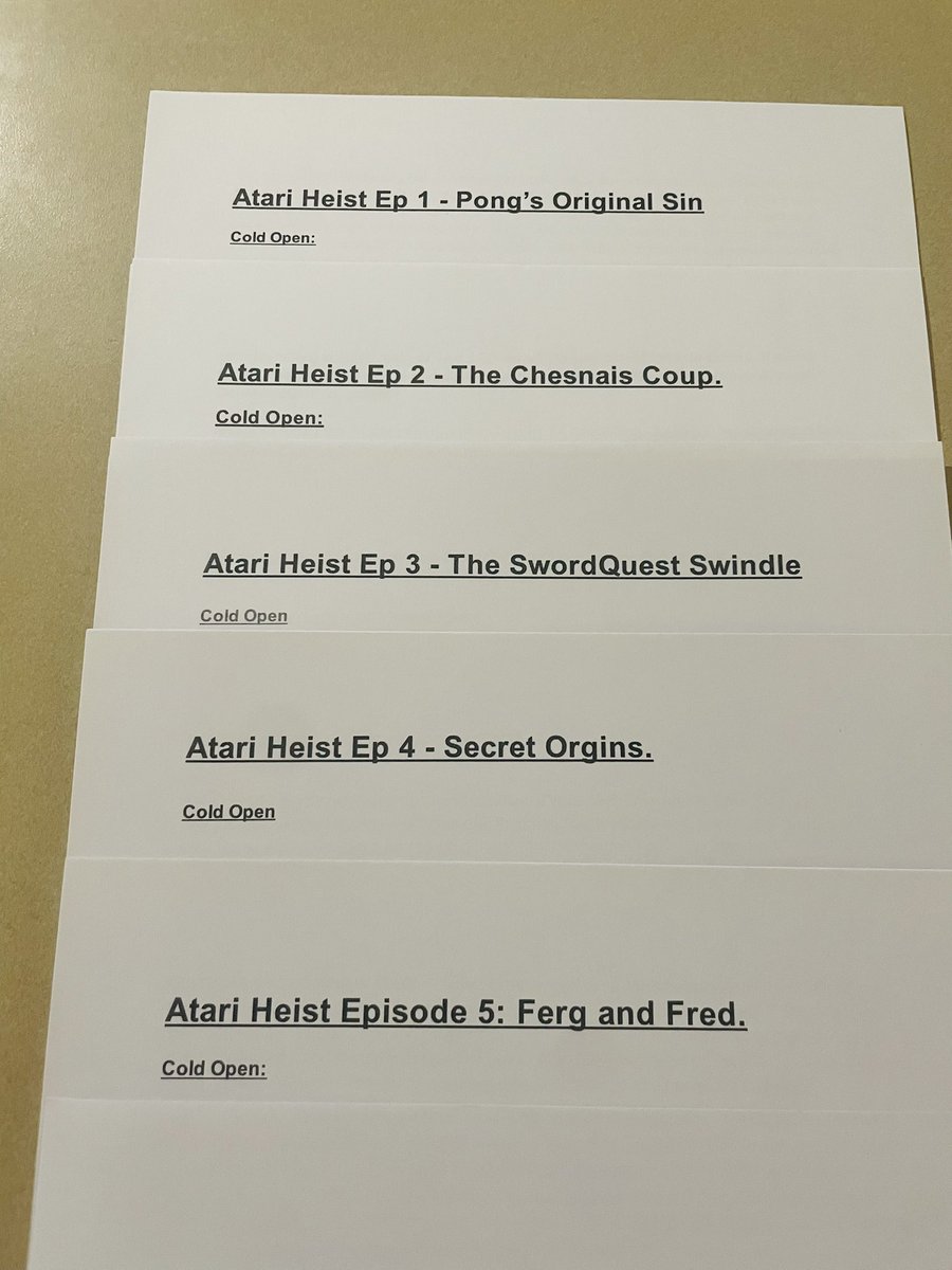AtariHeist's tweet photo. Our first five episodes have been recorded! Here is a sneak peak at our first five titles.
#atari #StrangerThings5 #retro #gaming #podcast @MyGameband @AtariAge @atari @MobyFoxOfficial @ApplePodcasts @spotifypodcasts @thatfilmstew https://t.co/L588JvNoLN