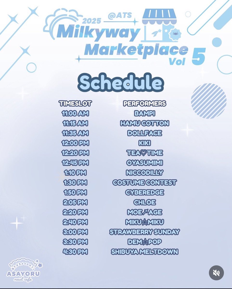 eggutamaplz's tweet image. HI EVERYONE! i wasn't sure if a post on twt was gonna come out about it, so i'm doing it now!

I will be performing tomorrow at @AsayoruCafe 's Milkyway Marketplace vol. 5 with my friend @NotCyOfficial as CYberEdGe! Hope to see everyone at the Atlantic Times Square! 🩷💜