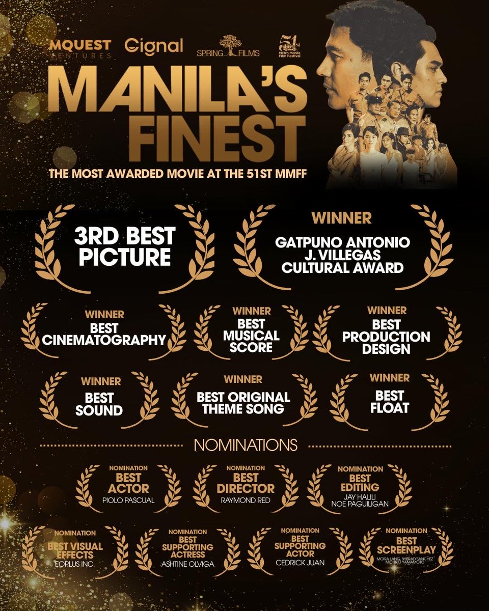 mediaxchangepr's tweet photo. Manila’s Finest stood out for technical excellence and cultural value, sweeping multiple craft awards and receiving the Gatpuno Antonio J. Villegas Cultural Award. https://t.co/GrKo0wS4N8