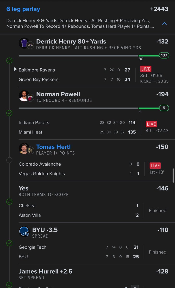 Cashed the mix sport parlay. Tomas with the first assist gives us the point we needed to smack this bad boy. 
I do many sports. From darts to hockey and everything in between. 
Tennis starts back next week. I run that sport💪💰🤴