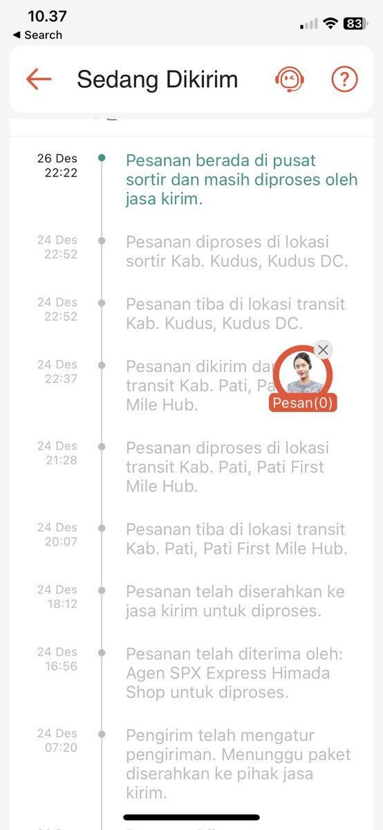 vousattend's tweet photo. Ini tolonglah dari tanggal 26 gak gerak gerak. Pas mau CO estimasi dateng 27 sekarang malah tgl 31. Gimana sih @ShopeeID @ShopeeCare https://t.co/Ndbo1lqPWF