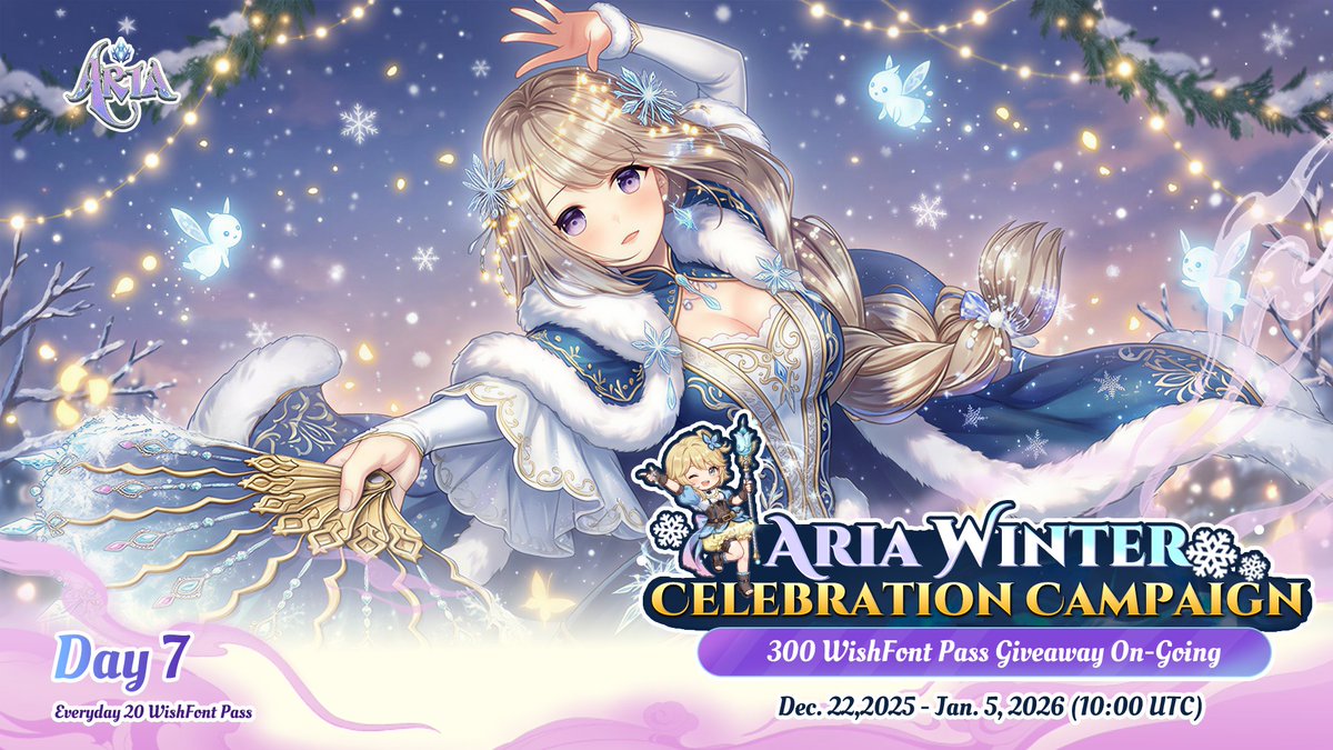 PlayAriaGame's tweet image. Day 7⃣ Aria Winter Celebration Campaign 

💗 Likes &amp;amp; Quote + Leave your New Year GOAL 👇 

10 Slots Winner will be picked!