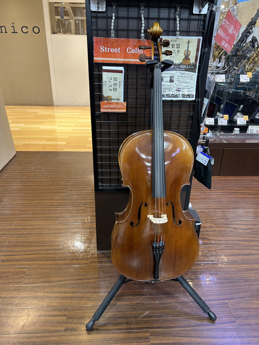期間限定でストリートチェロ展示中！ 是非、演奏しにいらしてください