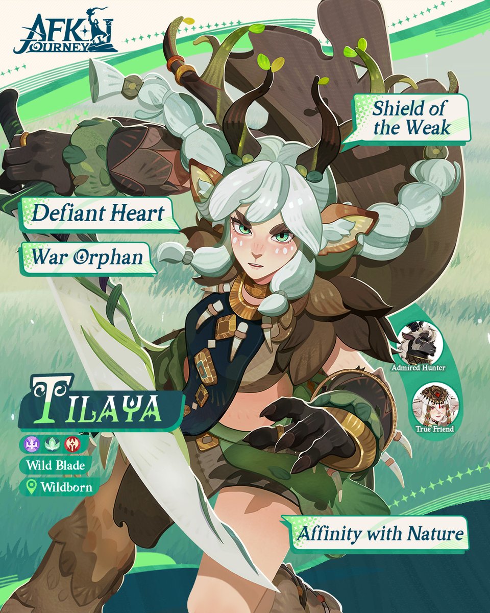 AFK_Journey's tweet image. 🍃 Hero Profile: Tilaya

Tilaya is a talented warrior who possesses the strength, courage, and resolve to protect her people.

With her sword in hand, the Wild Blade carves a path toward the future. #AFKJourney