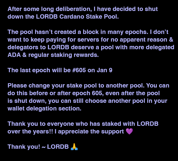 LORDB - Lord Byron Single Stake Pool tweet media