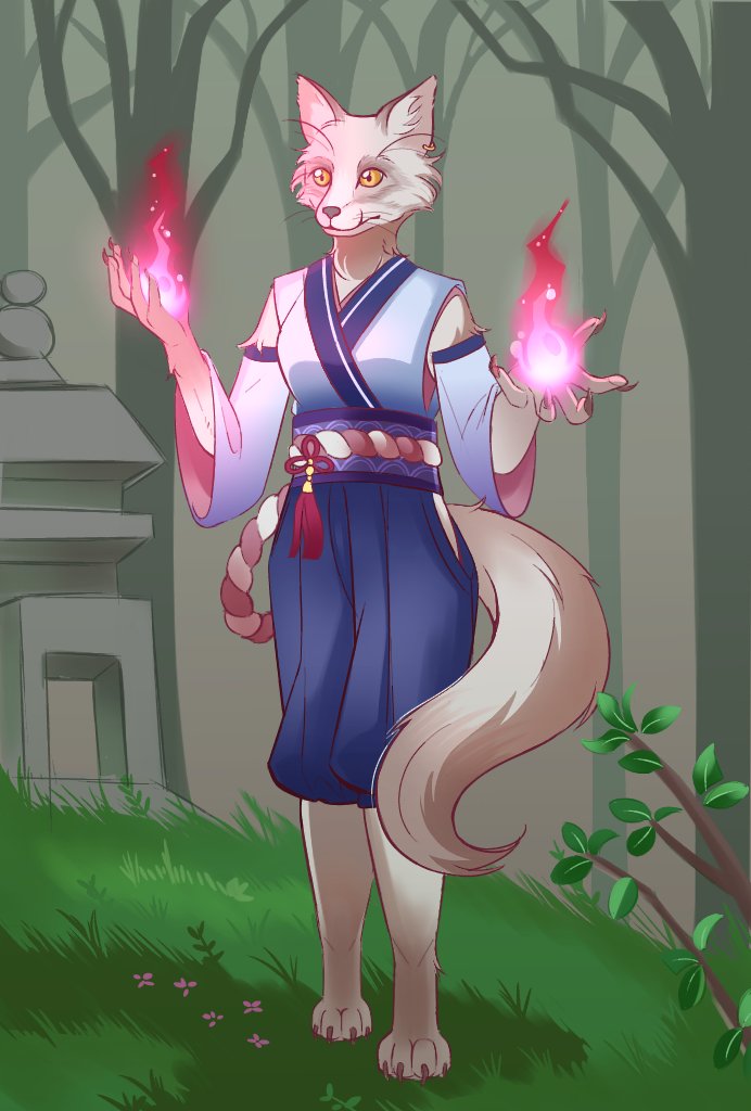 My Pathfinder: Wrath of the righteous OC, Yoriko the kitsune wizard. I have fallen into the CRPG rabbit hole
#ocart